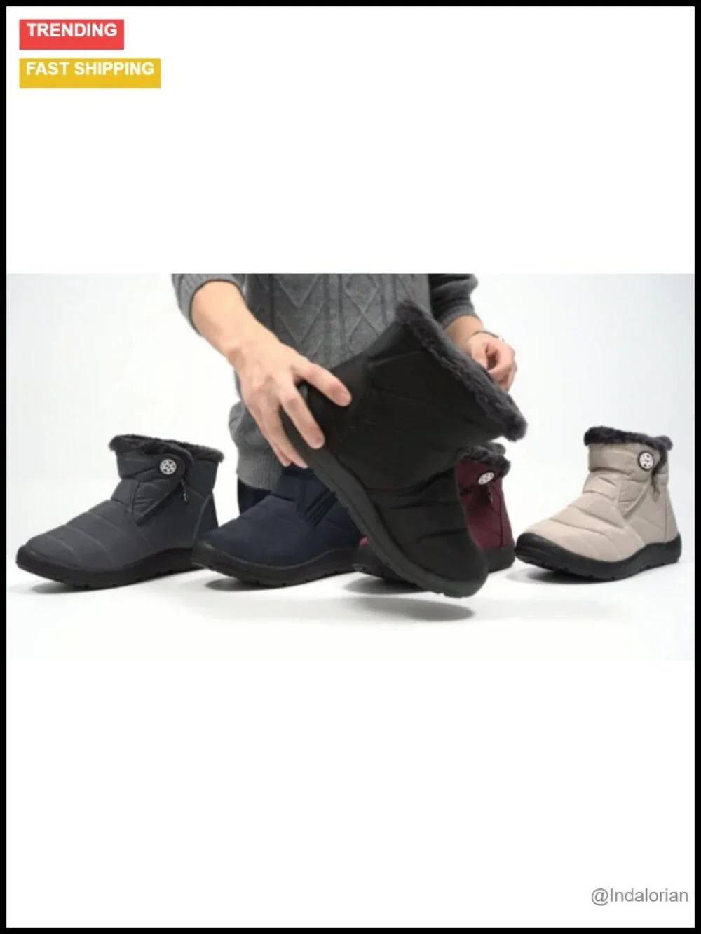Winter Snow Boots Waterproof Fur Lined Ankle Booties Anti-slip